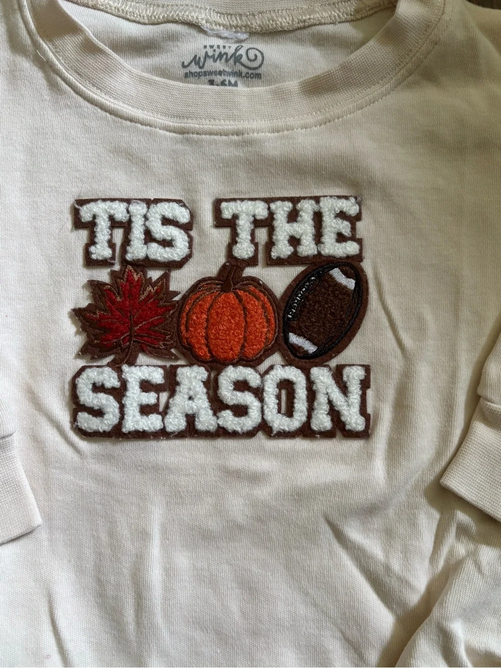 🎉 (3-6m) Sweet Wink Cream 'Tis The Season' Long-Sleeve Baby Bodysuit